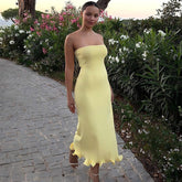 Solid Color Tube Top Sleeveless Long Slim Fit Big Wave