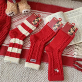 Wool Thick Warm Red Cute Christmas Socks