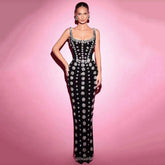 Strapless Sequin Flower Bandage Prom Dress black / XS promdress-250223