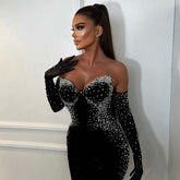 Pearl Decoration Socialite Tube Top Bandage Dress