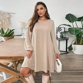 Plus Size Simple Comfortable Dress Loose Slimming One Step Midi Dress