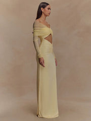 Off Shoulder Cut Out Maxi Dress