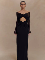 Off Shoulder Cut Out Maxi Dress
