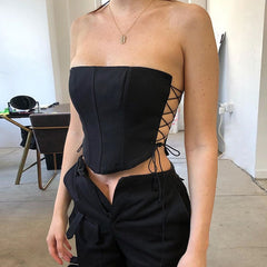Off Shoulder Strapless Lace Up Corset