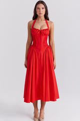 Adabella Cotton Halter Midi Sundress