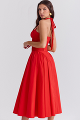 Adabella Cotton Halter Midi Sundress
