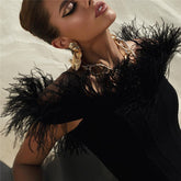 Party - Cami Corset Shoulder Feather Sleeveless Off Women’s Blouse Crop Tee Top Club Tank