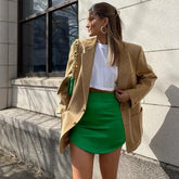 Green Satin Bodycon Zipper Skirt green / S skirts-250223
