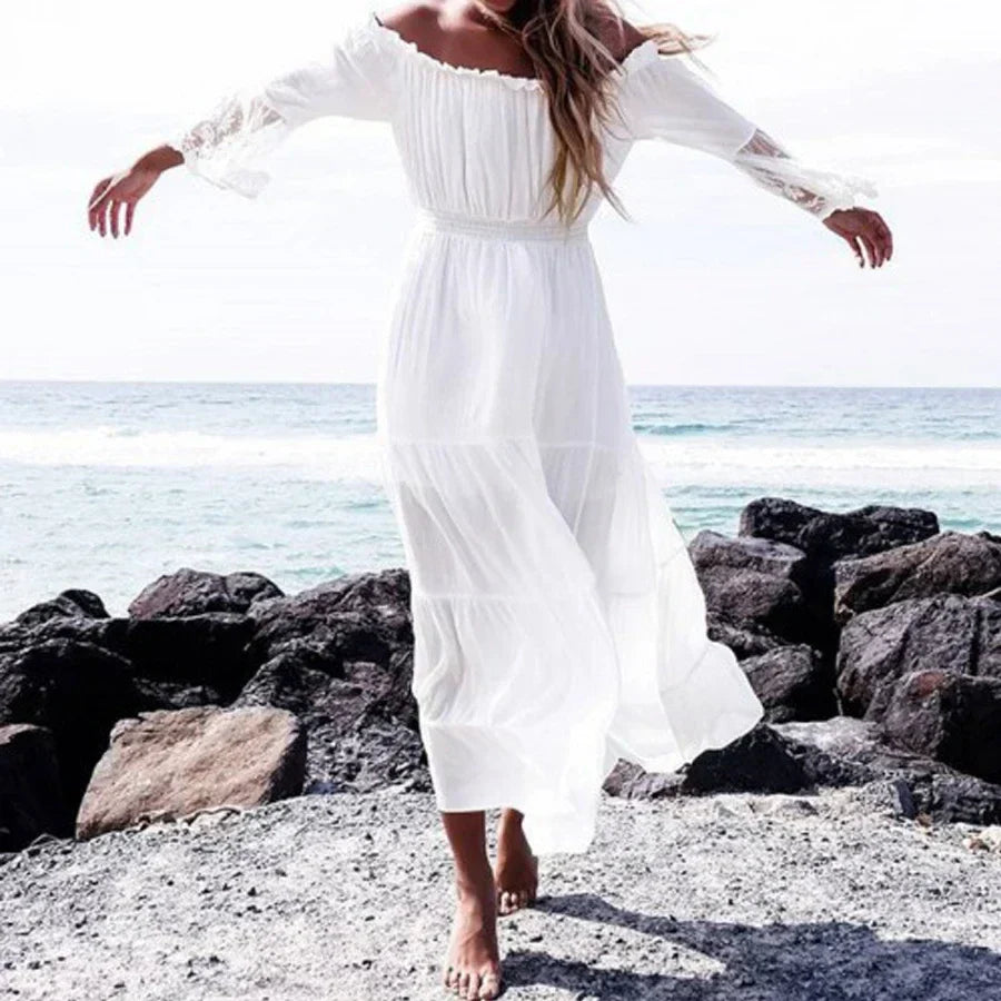 Sexy Off-Shoulder Lace Boho Dress bohodress-250126