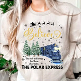 Bell Still Rings Slogan Train Print Voguish Vintage Christmas Hoodie Creamy-White / S Hoodies-L