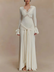 Tie Front Draped Maxi Dress