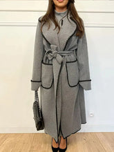 Vintage Patchwork Belted Wool Overcoat GRAY / S
