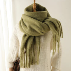 Cashmere Winter Pashmina Blanket Wrap - Thick And Soft Scarf Olive Scarfs-L