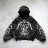 Casual Vintage Print Hoodie black 5 / S
