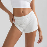 Solid Elastic Waist Slim Short short-250223