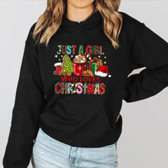 Just A Girl Who Loves Christmas Holiday Autumn Winter Lover Gift Hoodie Black / S Hoodies-L