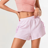 Striped Side Slit Bow Short Pink / S short-250223