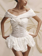Wrinkled Off Shoulder Mini Dress