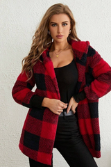 Loose Plaid Color Block Knit Cardigan Chic Christmas Outerwear