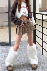 Houndstooth Pleated High Waist Christmas Skirt