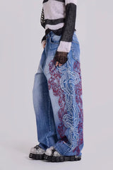 Y2K Embroidered Wide Jean