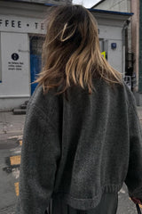 Herringbone Stand Collar Coat