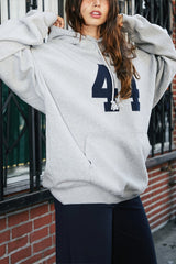 Number Graphic Oversized Pullover Hoodie