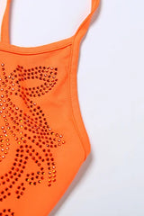 Rhinestone Flower Mini Dress