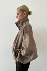 Stand Collar Button Wool Coat