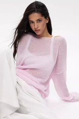 Sheer Knit Flare Sleeve Sweater