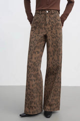 High Waist Leopard Straight Jean