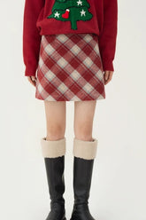 High Waist Tartan Mini Christmas Skirt