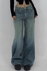 Distressed Wide Leg Floor Length Jean