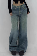 Distressed Wide Leg Floor Length Jean