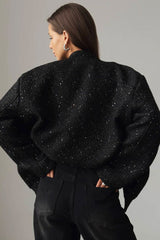 Loose Fit Sequin Bomber Coat