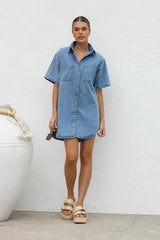 Short Sleeve Shirt Denim Dress