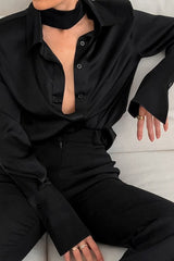 Satin Long Sleeve Blouse