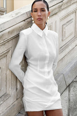 Padded Shoulder Shirt Midi Dress