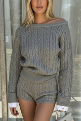 Cable Knit Sweater and Shorts Set