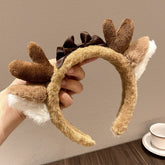 Christmas Bow Antler Plush Cute Hair Accessory