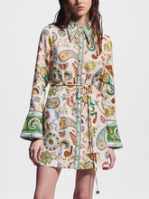 Exquisite And Printed Charming Trumpet Sleeve Mini Dress White / S Dresses