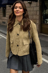 Loose Fit Suede Blazer Jacket