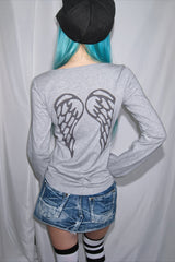 Heart Mustache Graphic Long Sleeve T-Shirt