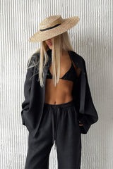 Cotton Oversized Shirt Straight Pants Set