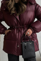 Drawstring Hooded Puffer Coat