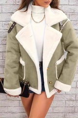 Collared Plush Warm Casual Winter Christmas Outerwear