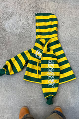 Green Yellow Striped Graphic Zip Hoodie