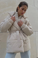 Solid Color Slim Fit Cotton Coat