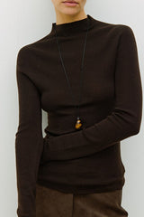 Solid Color Washable Wool Turtleneck Long Sleeve Tee