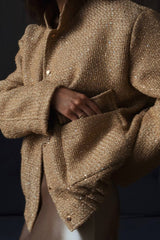 Loose Fit Sequin Bomber Coat